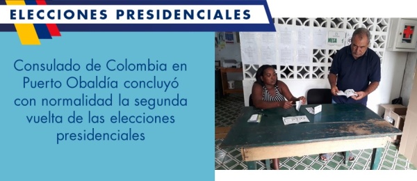 Consulado de Colombia en Puerto Obaldía concluyó con normalidad la segunda vuelta de las elecciones presidenciales