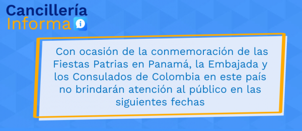 La Embajada y los Consulados de Colombia en este país no brindarán atención al público en las siguientes fechas